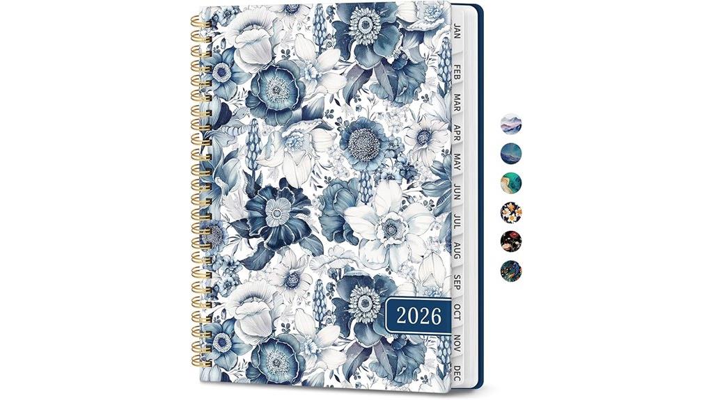 blue floral hardcover planner