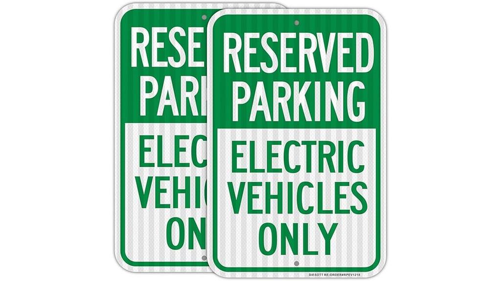 two aluminum ev signs
