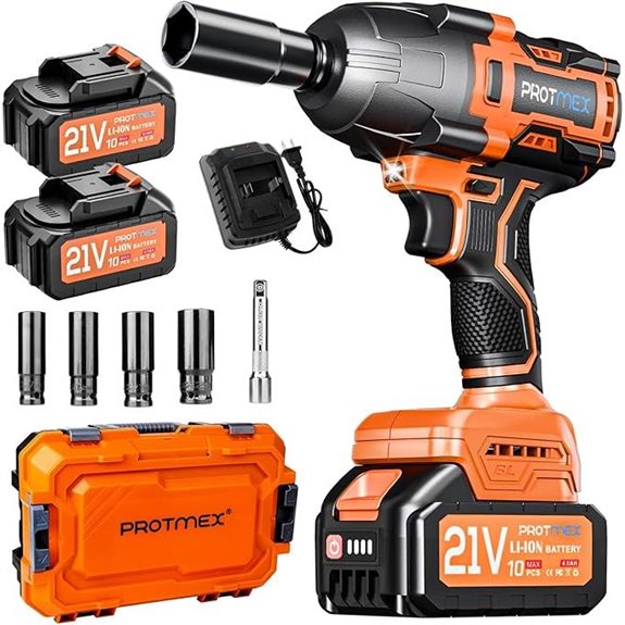 Cordless 21V Impact Wrench with 2 Batteries
