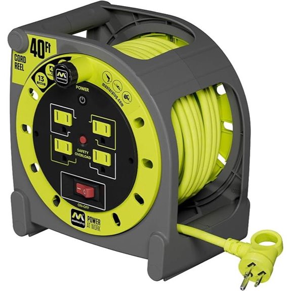 Masterplug 40ft Retractable Extension Cord Reel