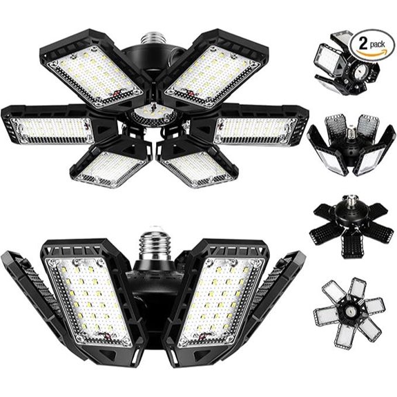 LED Garage Lights Bulb 2 Pack with Deformable Panels