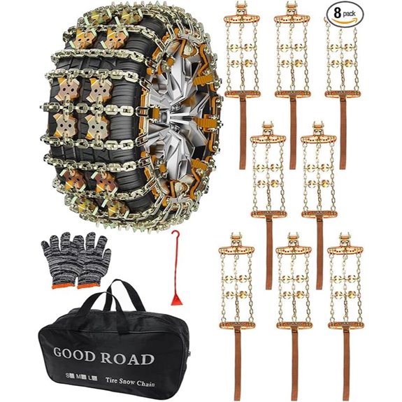 KYX Adjustable Tire Chains for Car/SUV/Pickup Trucks