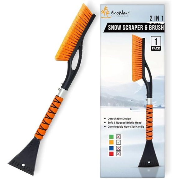 EcoNour Aluminum Ice Scraper and Snow Brush