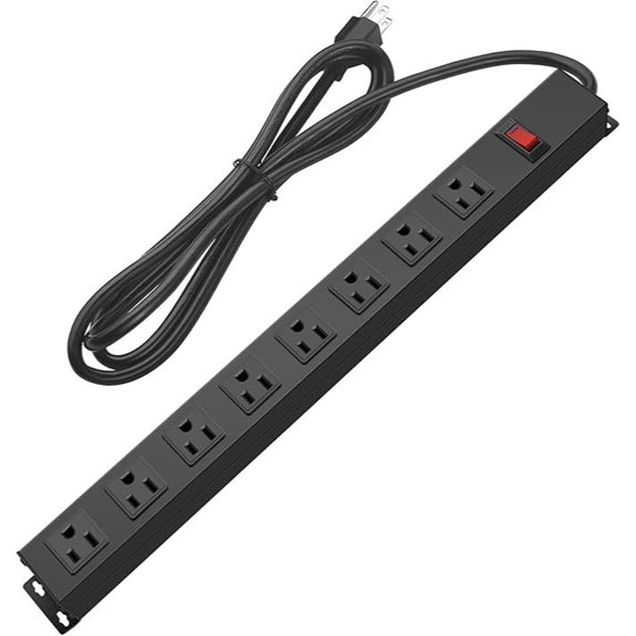 HHSOET 8 Outlet Wall Mount Power Strip (Black)