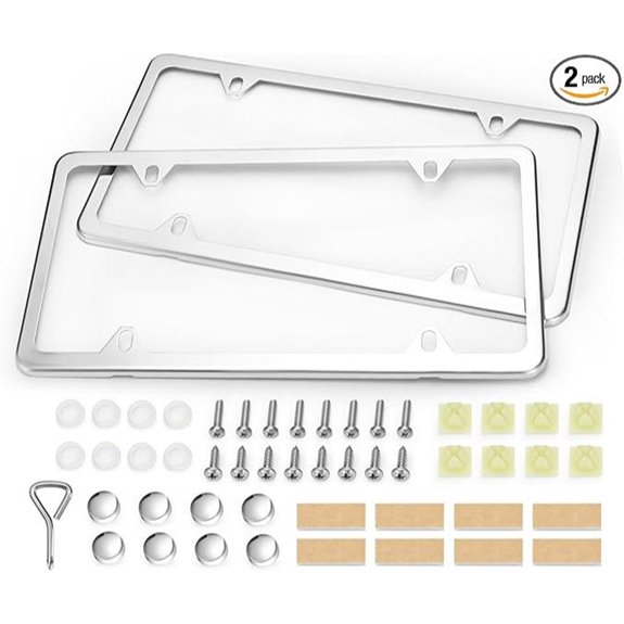 Ohuhu License Plate Frames with Chrome Screw Caps