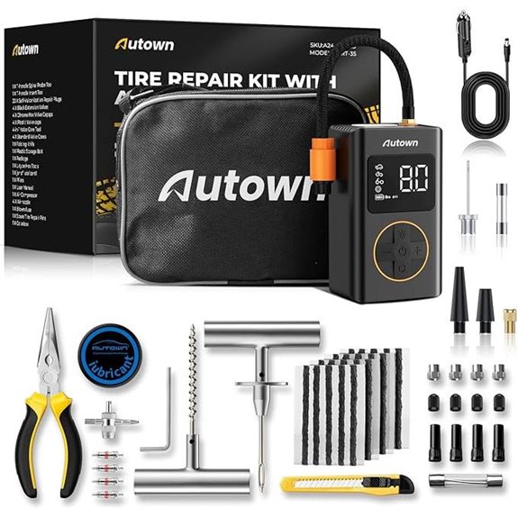 Flat Tire Repair Kit with Air Compressor (54PCS)