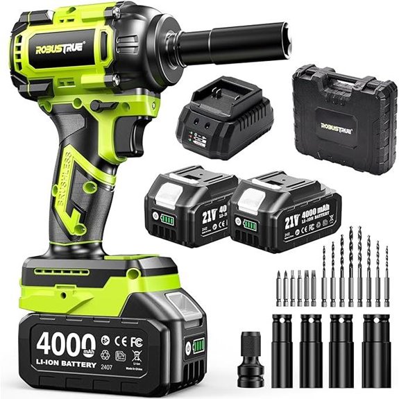 Cordless Impact Wrench with 2 Batteries and Charger
