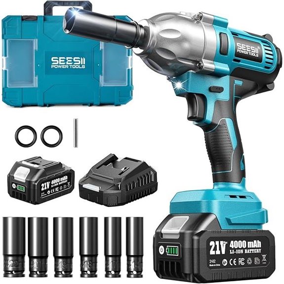 Seesii Cordless Impact Wrench with Battery and Sockets