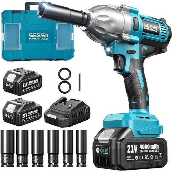 Seesii Cordless Impact Wrench with Battery and Sockets