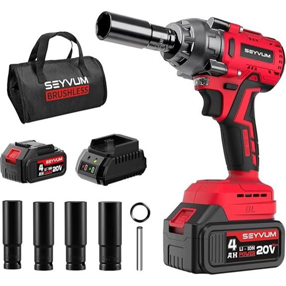 SEYVUM Cordless Impact Wrench with 4 Impact Sockets