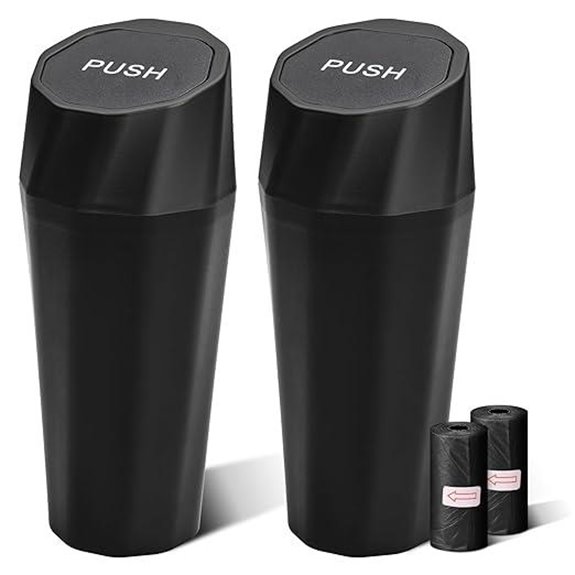 Car Trash Can Bin with Lid (2 Pack)
