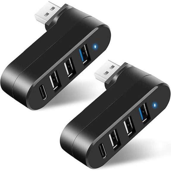 4-Port USB 3.0 Hub with Rotatable Design (2-Pack)
