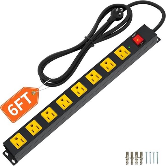 8 Outlet Power Strip with Surge Protector and 6FT Cord