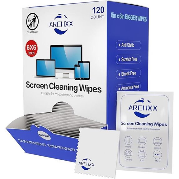 Pre-Moistened Screen Wipes for Electronics (120 Count)