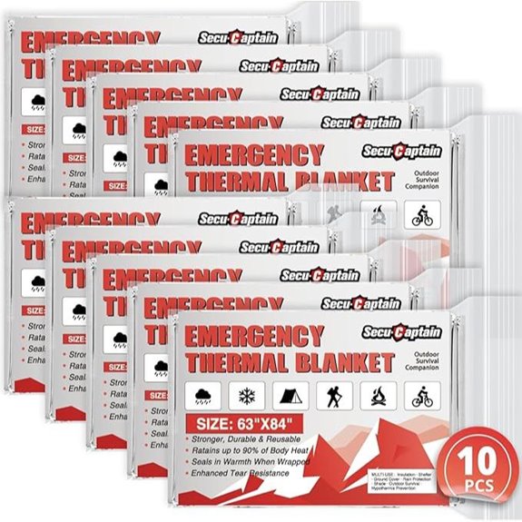 SecuCaptain Emergency Thermal Blankets (10 Pack)