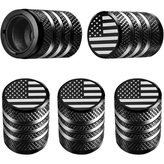 Tire Valve Stem Cap Covers (5 Pack) with Flag