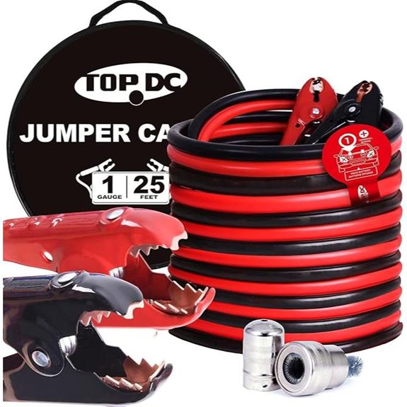 TOPDC 1-Gauge 25ft Heavy Duty Jumper Cables