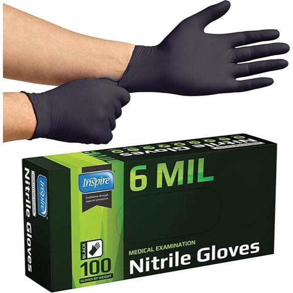 Inspire Heavy Duty Black Nitrile Disposable Gloves