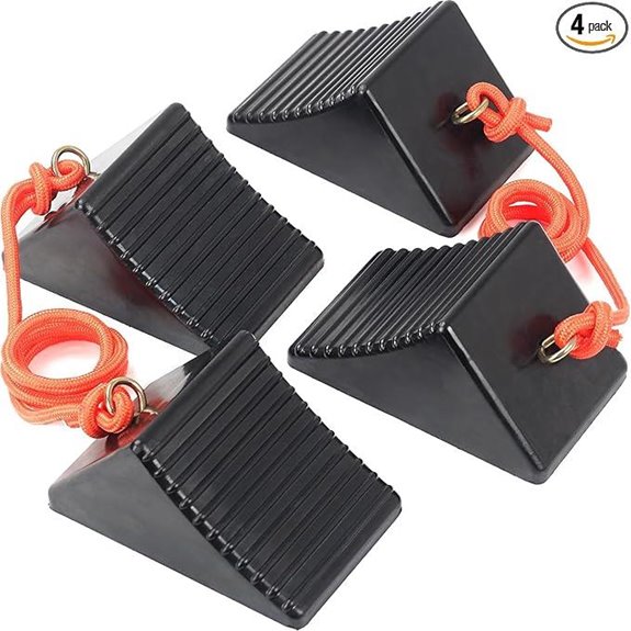OULEME Heavy Duty Rubber Wheel Chocks (4-Pack)