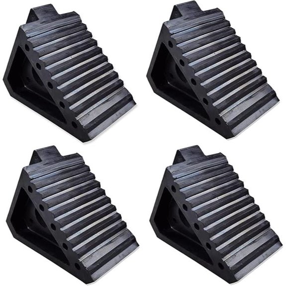 Solid Heavy Duty Rubber Wheel Chocks (4 Pack)