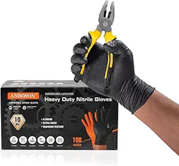 Heavy Duty Nitrile Disposable Gloves - Large