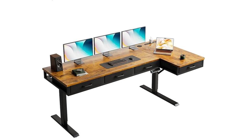 large l shaped electric desk
