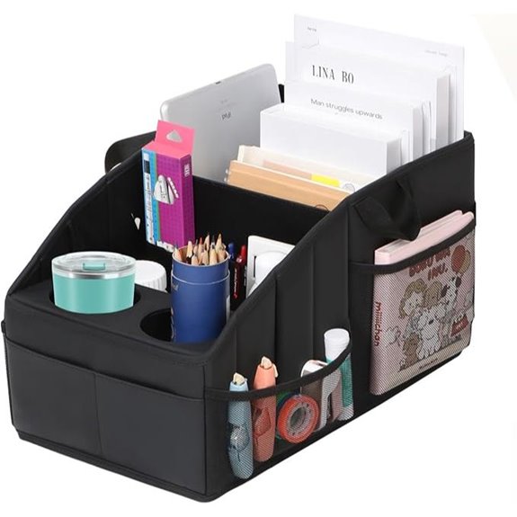 WHHMK Leather Car Seat Organizer with Cup Holders