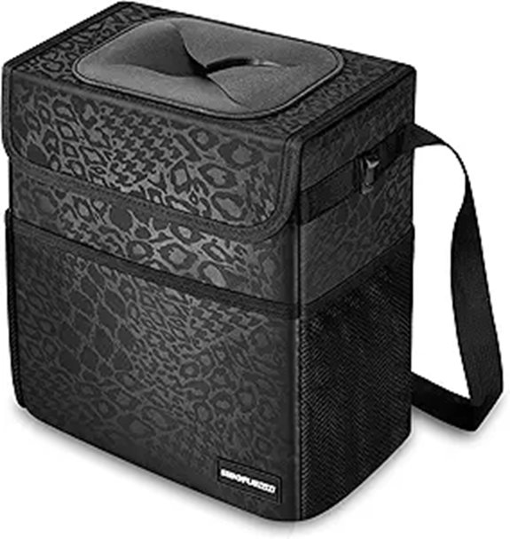 Cute Car Trash Can with Lid (Black Leopard)