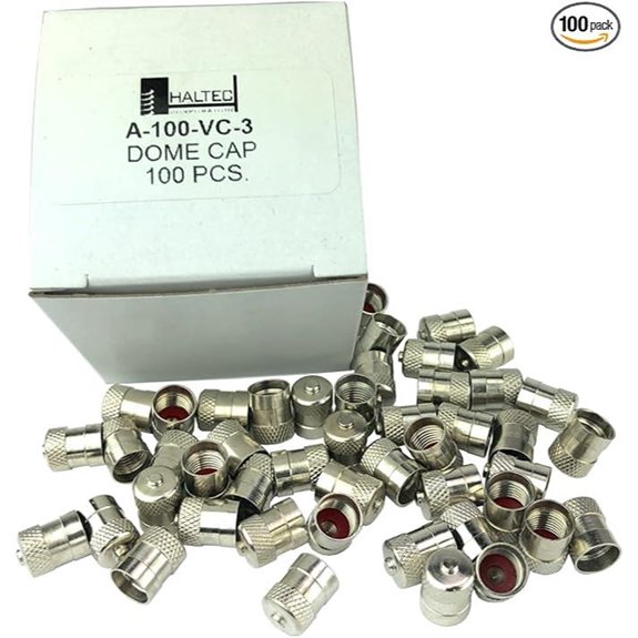 Haltec Pack of 100 Metal Valve Caps