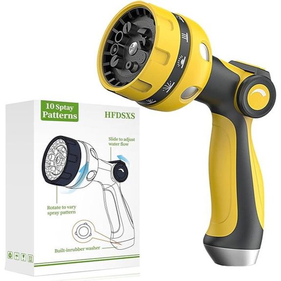 Garden Hose Nozzle with 10 Watering Patterns
