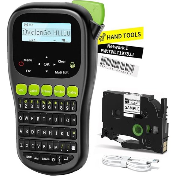 H1100 Handheld Label Maker with Backlit LCD