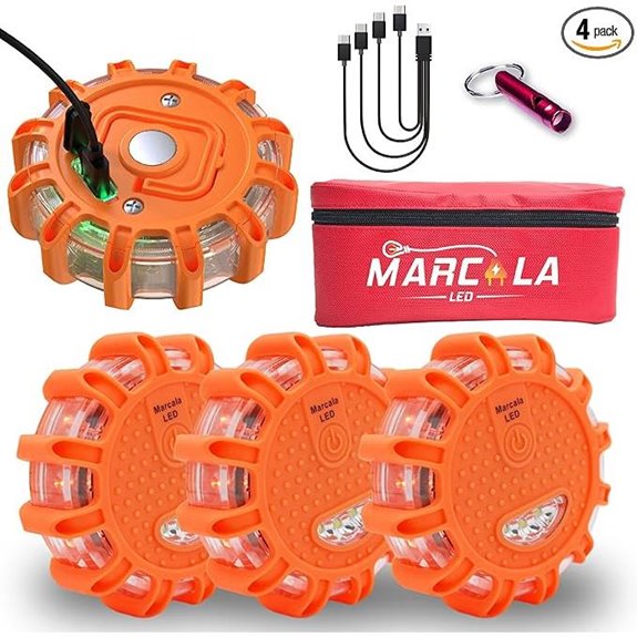 Marcala Rechargeable LED Emergency Road Flares (4-Pack)
