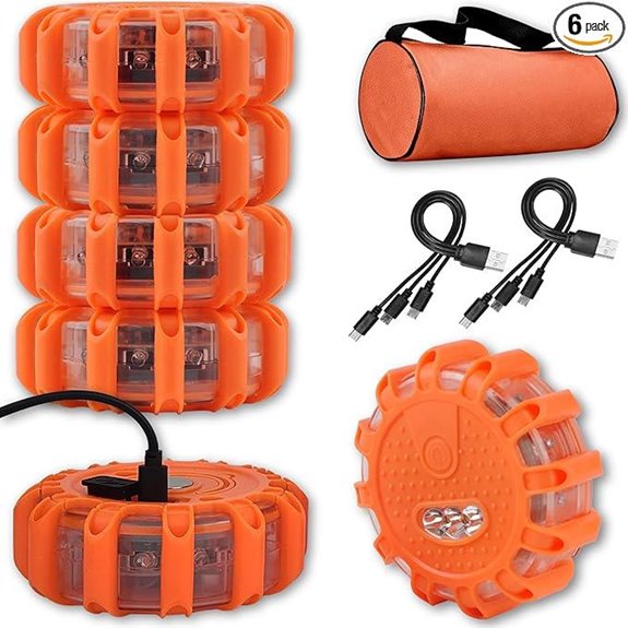 USB Rechargeable LED Road Flares (6-Pack)