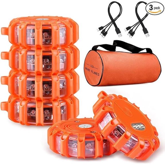 USB C Rechargeable LED Road Flares (6 Pack)