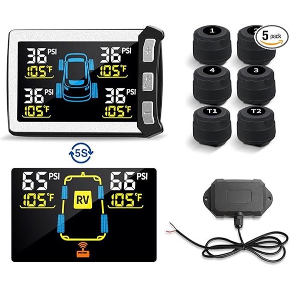 RV/Trailer Tire Pressure Monitoring System with Sensors