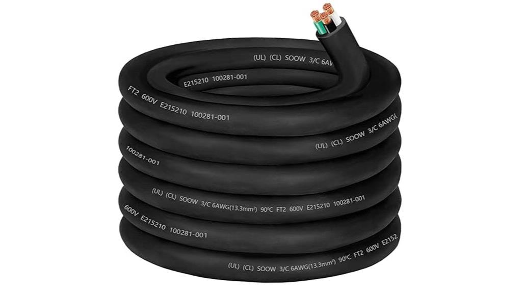 six foot 3 gauge power cord