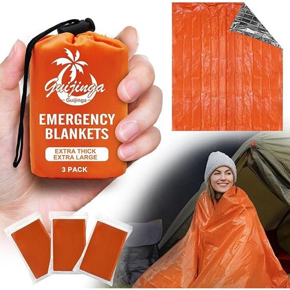 3-Pack Extra-Thick Emergency Thermal Blankets