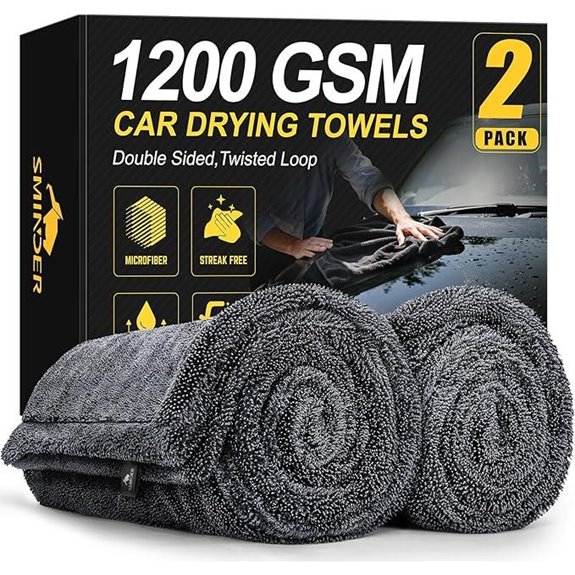 2-Pack 1200 GSM Microfiber Car Drying Towels