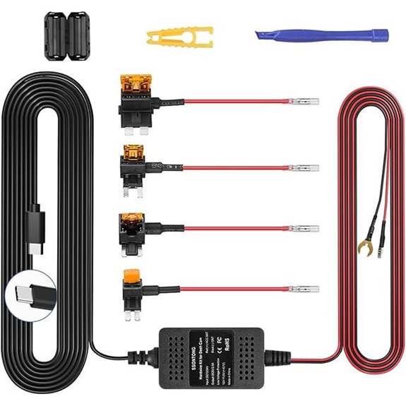 Upgraded 12V-24V Dash Cam Hardwire Kit with USB