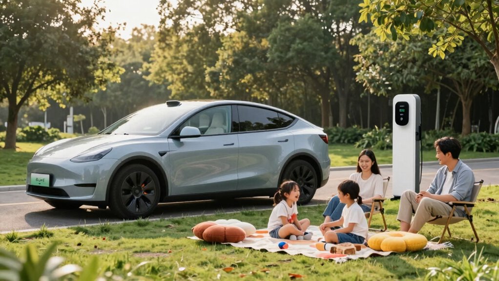 comfortable family charging stops