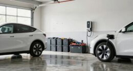 organized garage simplifies charging